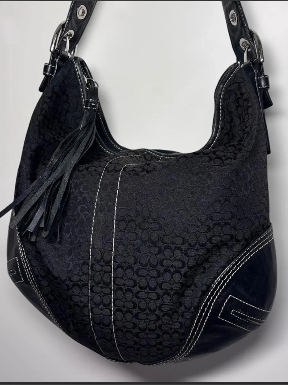 Coach Signature Hobo Bag with Tassel